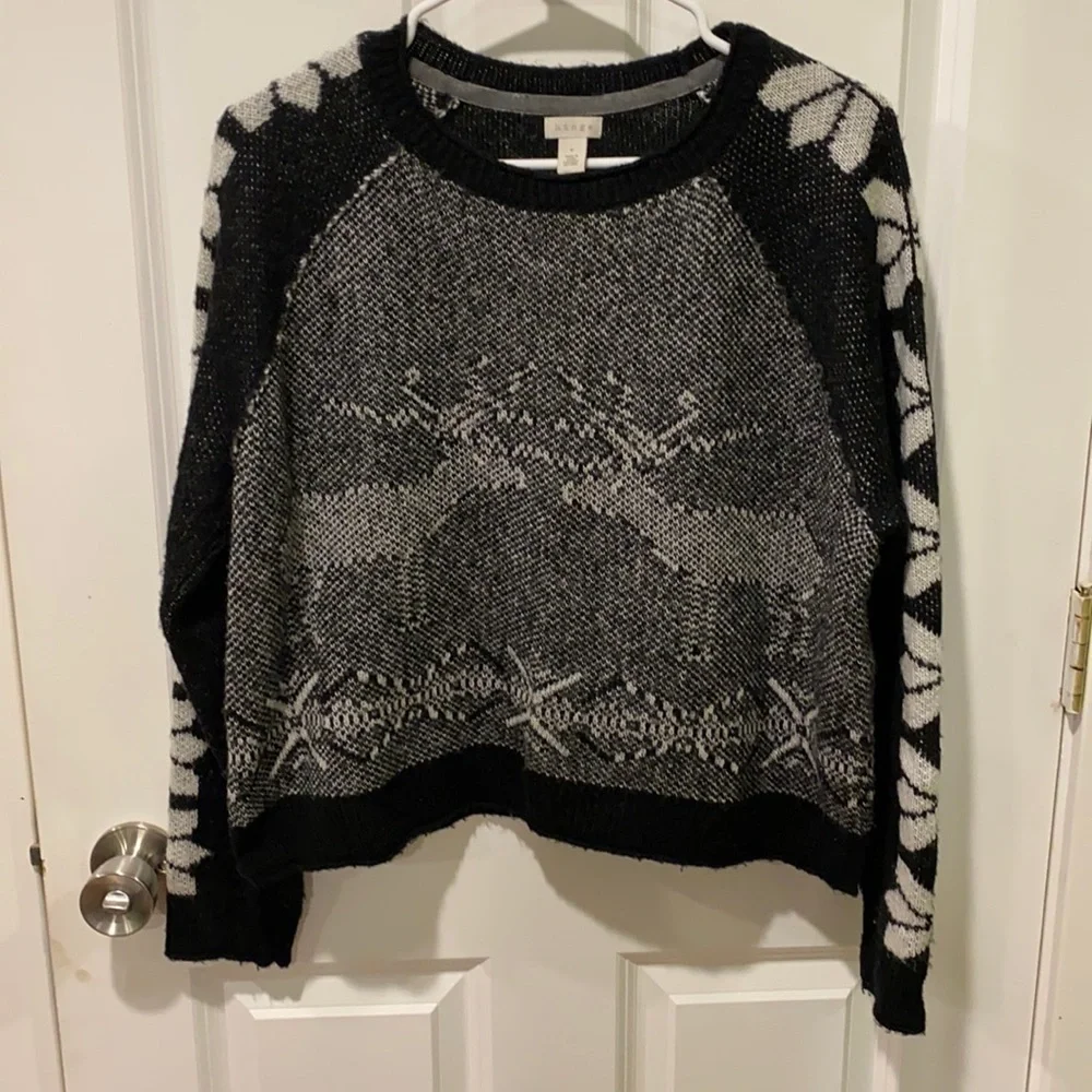 Holiday Reindeer Snowflake Christmas Sweater Oversized